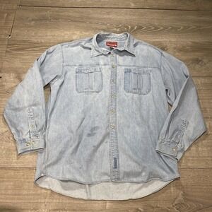 Vintage Marlboro Country Store Denim Shirt Mens XL Light Wash Button‎ Front
